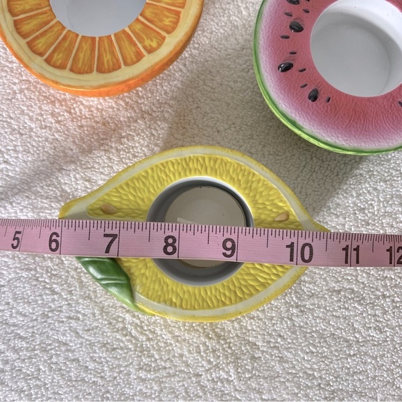 Vintage Party Lite Ceramic Fruits Tea Light Holders Candle Holders x3 - Picture 5 of 11